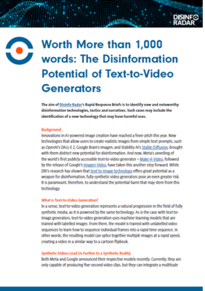 Worth More than 1,000 words: The Disinformation Potential of Text-to-Video Generators